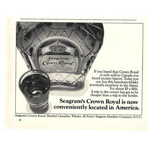 Seagrams's Crown Royal Canadian Whisky 1960s Vintage Print Ad